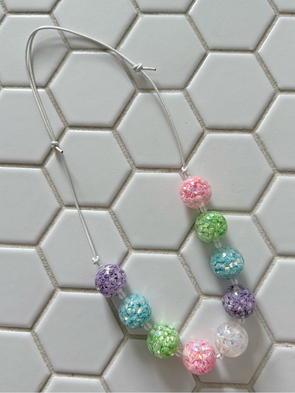 Colorful Pastel Sequin Bubble Necklace - Pink, Green, Blue, Purple